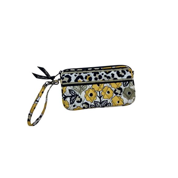 Vera Bradley Zip Wallet Women's Floral Yellow Black White - Picture 1 of 5